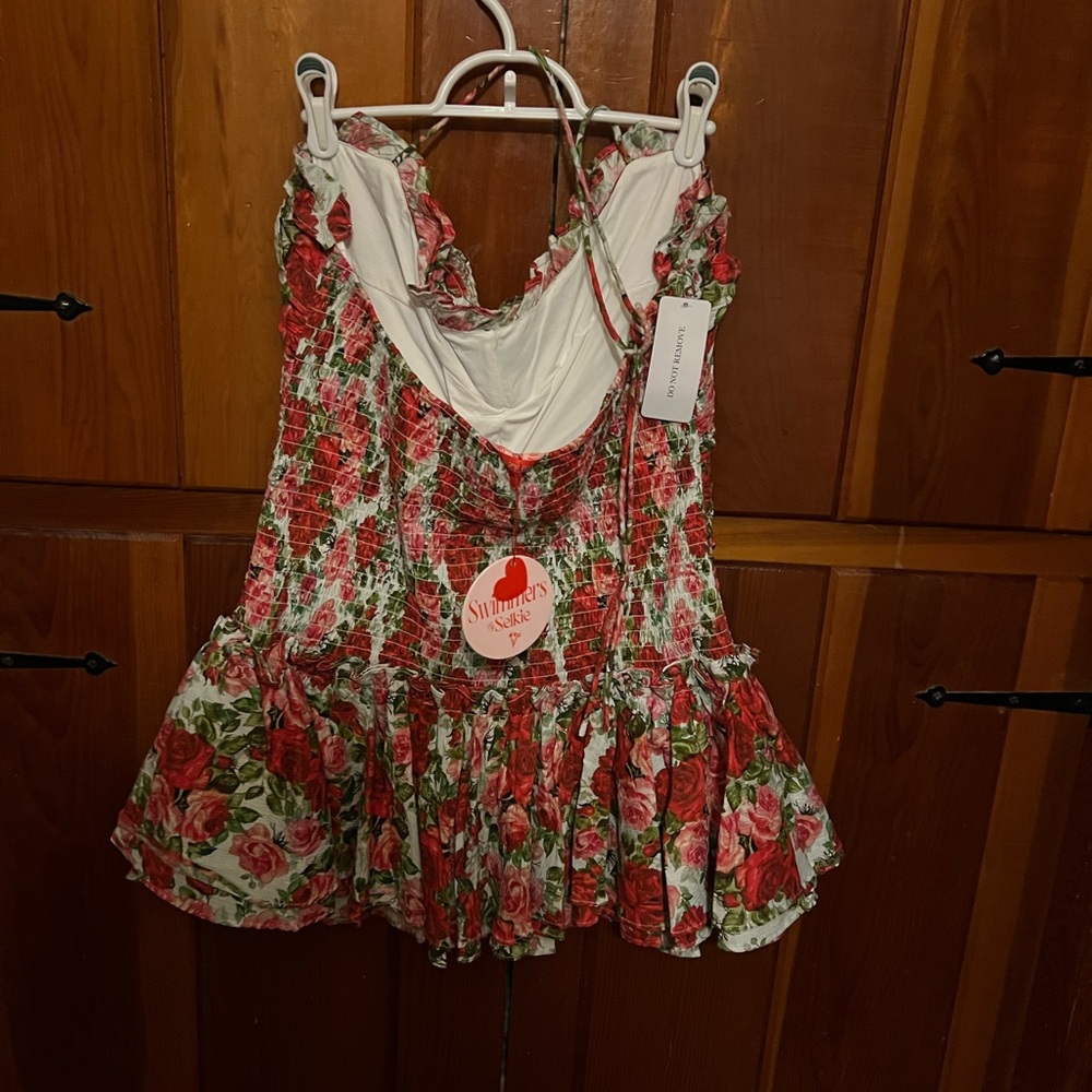 Selkie Floral Swim Dress - Red and Green - Picture 2 of 5